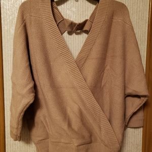 FashionNova Anne Marie Sweater Top Taupe Sz L